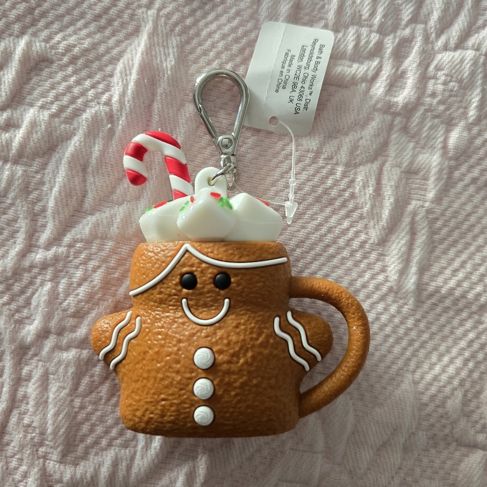 Gingerbread Man Hand Sanitizer Holder with Candy Cane Accent